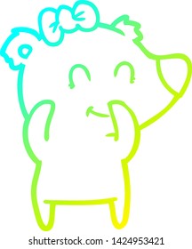cold gradient line drawing of a female bear cartoon