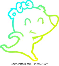 cold gradient line drawing of a female polar bear running