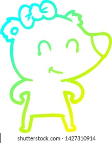 cold gradient line drawing of a female bear cartoon