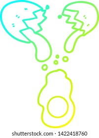 dibujo de línea de gradiente frío de un huevo recién roto