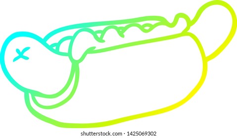 cold gradient line drawing of a fresh tasty hot dog