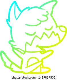 cold gradient line drawing of a friendly cartoon fox