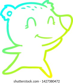 cold gradient line drawing of a friendly bear cartoon