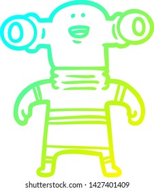 cold gradient line drawing of a friendly cartoon alien