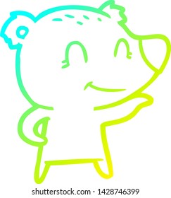 cold gradient line drawing of a friendly bear cartoon