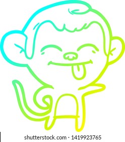 cold gradient line drawing of a funny cartoon monkey pointing