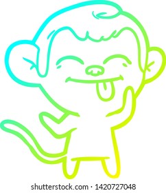cold gradient line drawing of a funny cartoon monkey