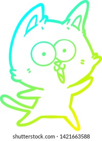 kalte Farbverlauf-Linienzeichnung einer lustigen Cartoon-Katze