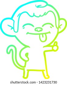 dibujo de línea de gradiente frío de un mono divertido de caricatura