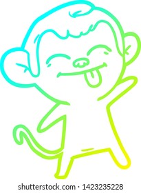cold gradient line drawing of a funny cartoon monkey