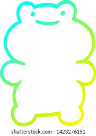 cold gradient line drawing of a funny cartoon frog
