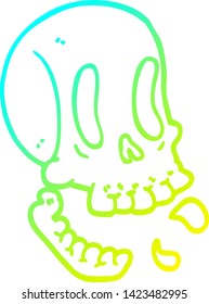 cold gradient line drawing of a funny cartoon skull