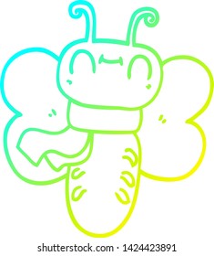 cold gradient line drawing of a funny cartoon butterfly
