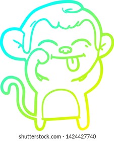 cold gradient line drawing of a funny cartoon monkey