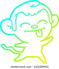 cold gradient line drawing of a funny cartoon monkey