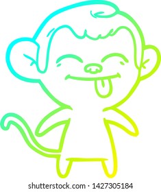 cold gradient line drawing of a funny cartoon monkey