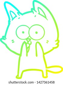 cold gradient line drawing of a funny cartoon cat