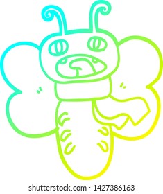 cold gradient line drawing of a funny cartoon butterfly