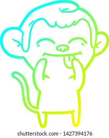 cold gradient line drawing of a funny cartoon monkey
