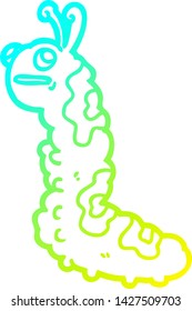 cold gradient line drawing of a funny cartoon caterpillar