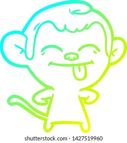 cold gradient line drawing of a funny cartoon monkey