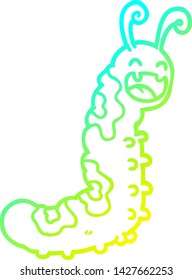 cold gradient line drawing of a funny cartoon caterpillar