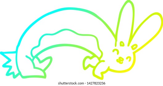 cold gradient line drawing of a funny cartoon rabbit