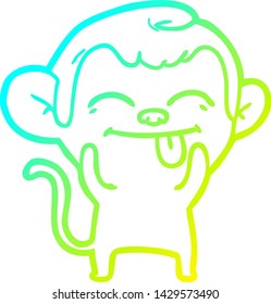 cold gradient line drawing of a funny cartoon monkey