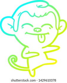 cold gradient line drawing of a funny cartoon monkey pointing
