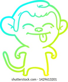 cold gradient line drawing of a funny cartoon monkey