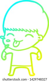 cold gradient line drawing of a funny cartoon boy