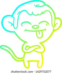 cold gradient line drawing of a funny cartoon monkey