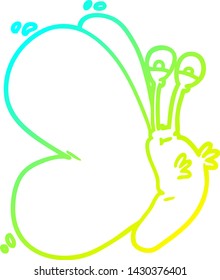 kalte Farbverlauf-Linienzeichnung eines lustigen Cartoon-Schmetterlings