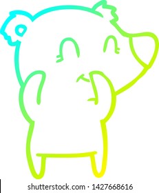 cold gradient line drawing of a giggling polar bear cartoon
