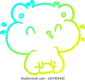 desenho de linha de gradiente frio de um hamster com bolsas cheias da bochecha