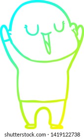 cold gradient line drawing of a happy cartoon bald man