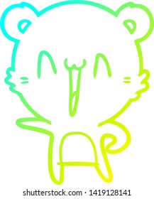 cold gradient line drawing of a happy bear cartoon