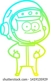cold gradient line drawing of a happy astronaut cartoon