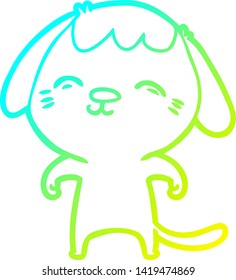 cold gradient line drawing of a happy cartoon dog