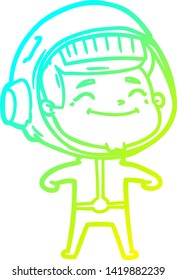 cold gradient line drawing of a happy cartoon astronaut