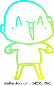 dibujo de línea de gradiente frío de un hombre calvo de dibujos animados