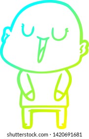 cold gradient line drawing of a happy cartoon bald man