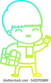 dibujo de línea de gradiente frío de un niño de caricatura feliz