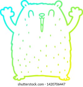 cold gradient line drawing of a happy cartoon bear