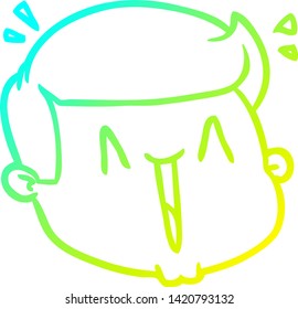 cold gradient line drawing of a happy cartoon male face