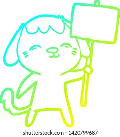 cold gradient line drawing of a happy cartoon dog