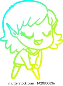 dibujo de una alegre elfo de dibujos de gradiente frío
