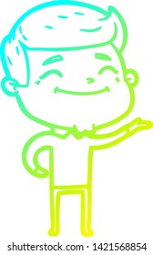 cold gradient line drawing of a happy cartoon man