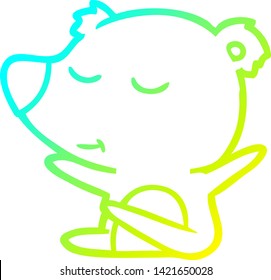 cold gradient line drawing of a happy cartoon bear