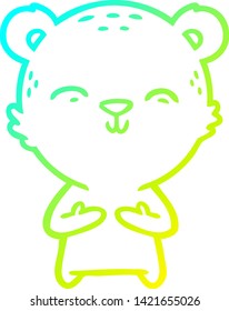 cold gradient line drawing of a happy cartoon bear